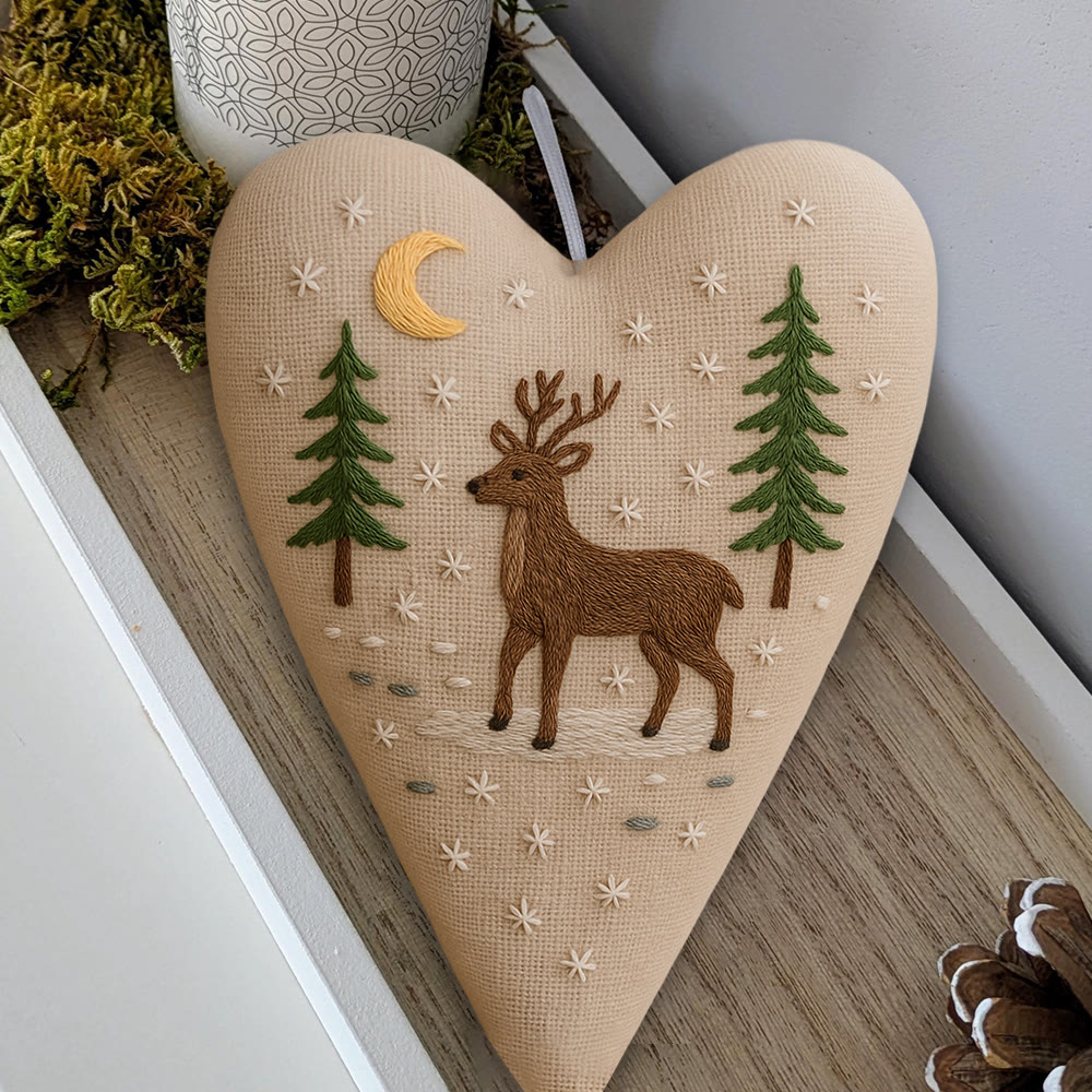 Rubbyoo Heart Embroidery Kit - Moonlit Deer | Winter Home Decor | Gift For Outdoor Enthusiasts - image 3