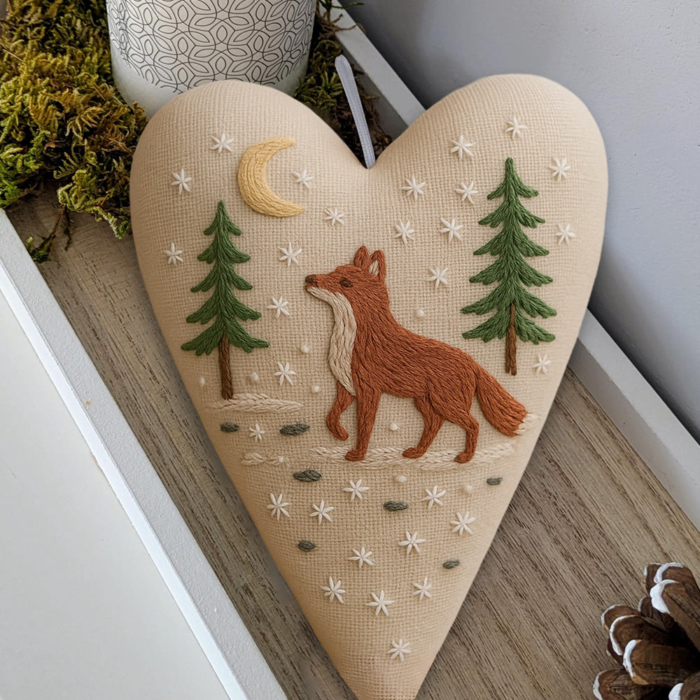 Rubbyoo Heart Embroidery Kit - Moonlit Fox | Winter Home Accent | Unique Gift Of Wildlife - image 6