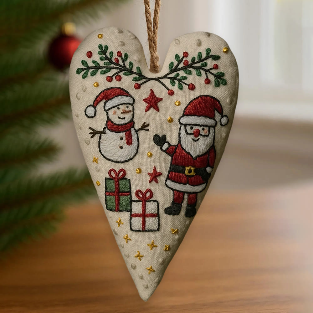 Rubbyoo Heart Embroidery Kit - Santa Snowman Christmas Scene | Festive Diy Decor | Creative Project Of Craft - image 1