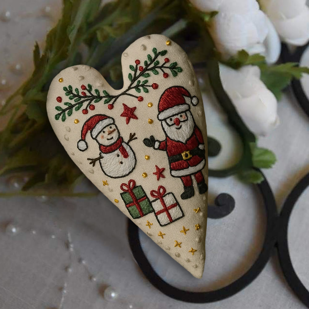 Rubbyoo Heart Embroidery Kit - Santa Snowman Christmas Scene | Festive Diy Decor | Creative Project Of Craft - image 3