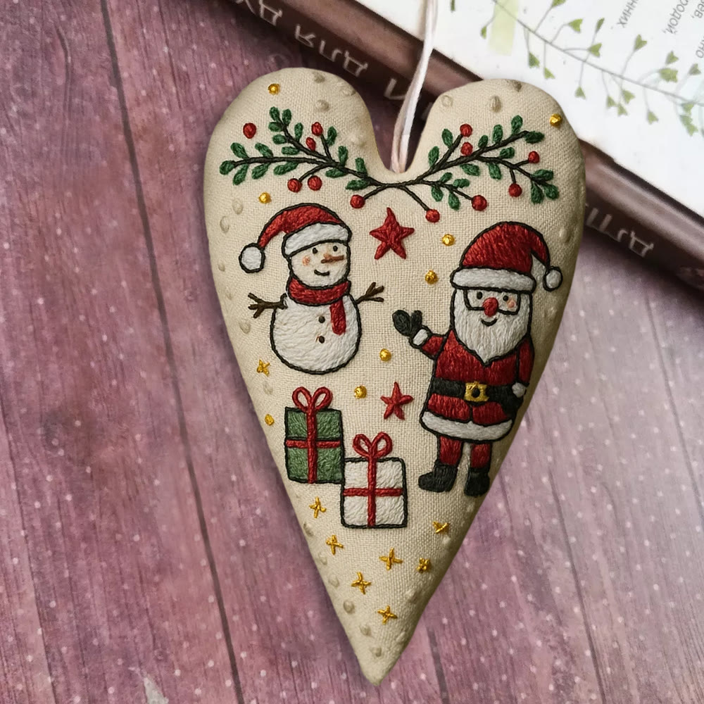 Rubbyoo Heart Embroidery Kit - Santa Snowman Christmas Scene | Festive Diy Decor | Creative Project Of Craft - image 2