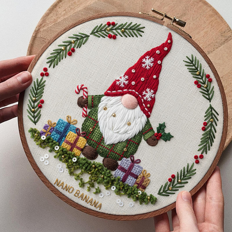 Rubbyoo Embroidery Kit - Christmas Gnome With Gifts | Christmas Celebration Craft | Diy Needle Art - image 8