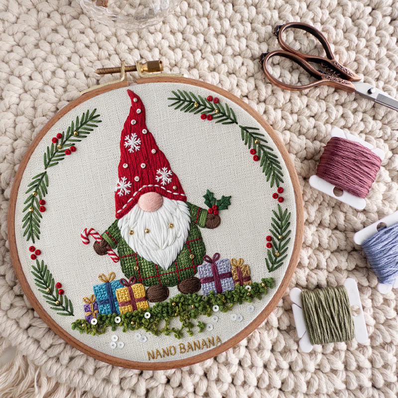Rubbyoo Embroidery Kit - Christmas Gnome With Gifts | Christmas Celebration Craft | Diy Needle Art - image 7