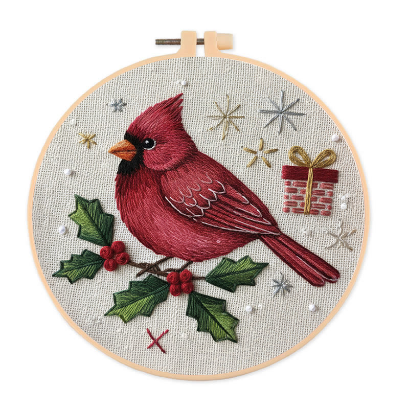 Rubbyoo Embroidery Kit - Holiday Cardinal | Perfect For Christmas Decor | Handmade Gift For Friends - 20*20cm - image 1