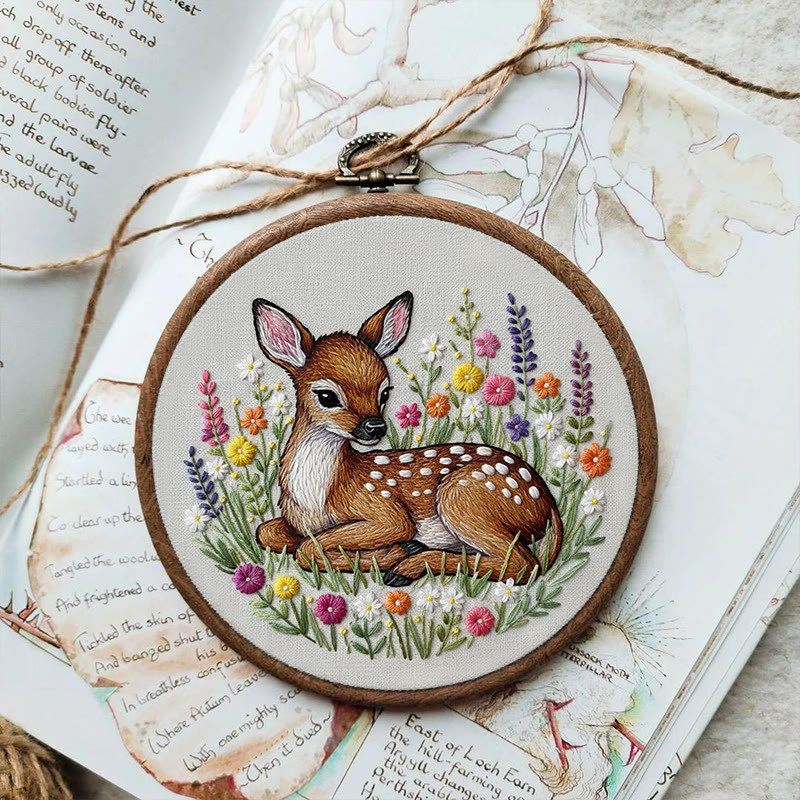 Rubbyoo Embroidery Kit - Stunning Sika Deer | Floral Animal Craft | Perfect Stitch Art For Decoration - image 4