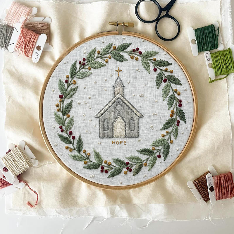 Rubbyoo Embroidery Kit -  Rustic Church | Christian Home Decor | Christmas Handmade Stitchwork  - image 2
