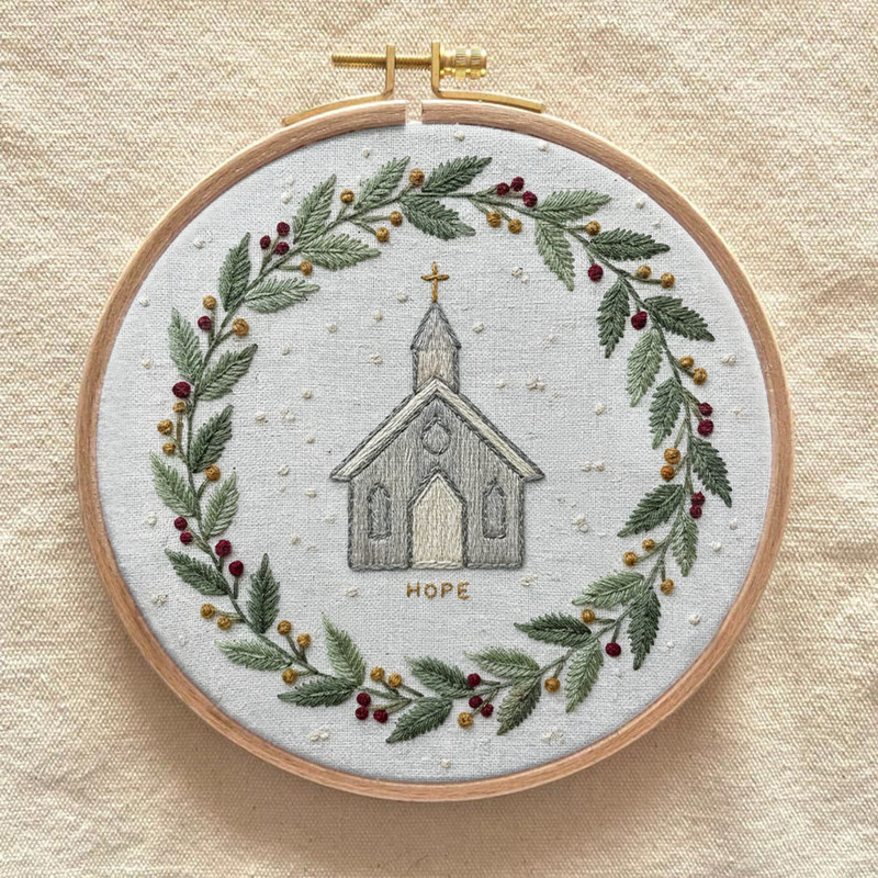 Rubbyoo Embroidery Kit -  Rustic Church | Christian Home Decor | Christmas Handmade Stitchwork  - image 8