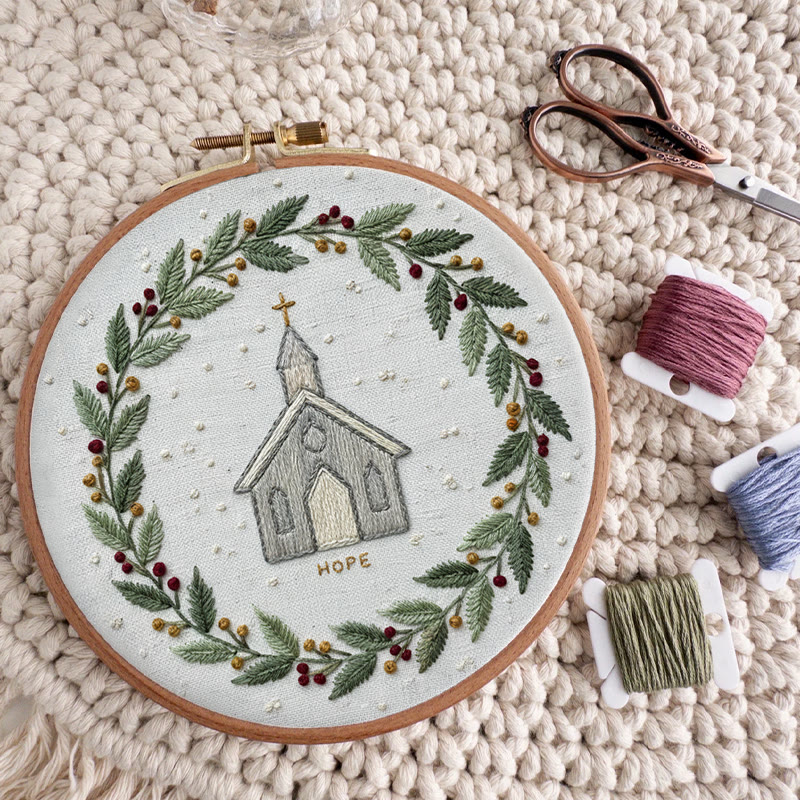 Rubbyoo Embroidery Kit -  Rustic Church | Christian Home Decor | Christmas Handmade Stitchwork  - image 7