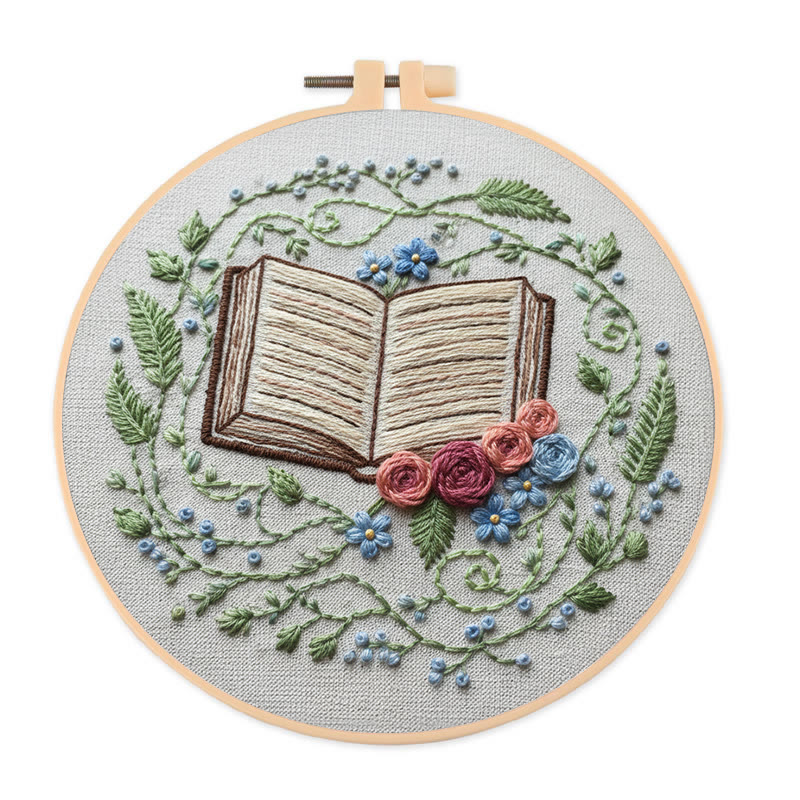 Rubbyoo Embroidery Kit - Blooming Book | Diy Hoop Art | Creative Home Ornament - 20*20cm - image 1