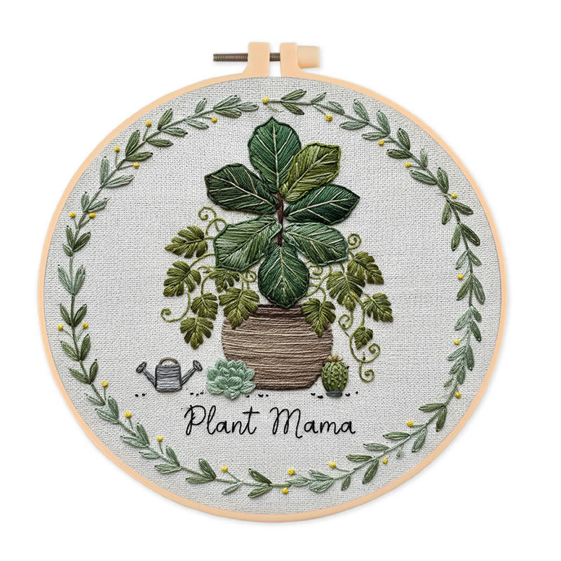 Rubbyoo Embroidery Kit - House Plant | Nice For Wall Decor | Diy Needle Craft  - 20*20cm - image 1