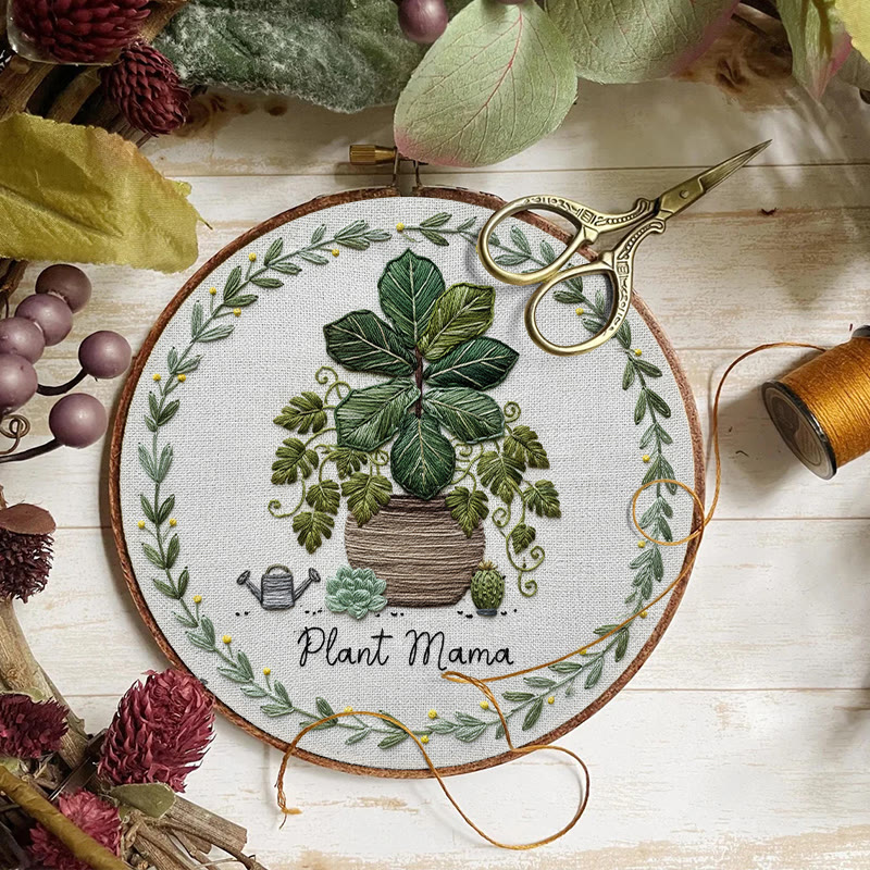 Rubbyoo Embroidery Kit - House Plant | Nice For Wall Decor | Diy Needle Craft  - image 2