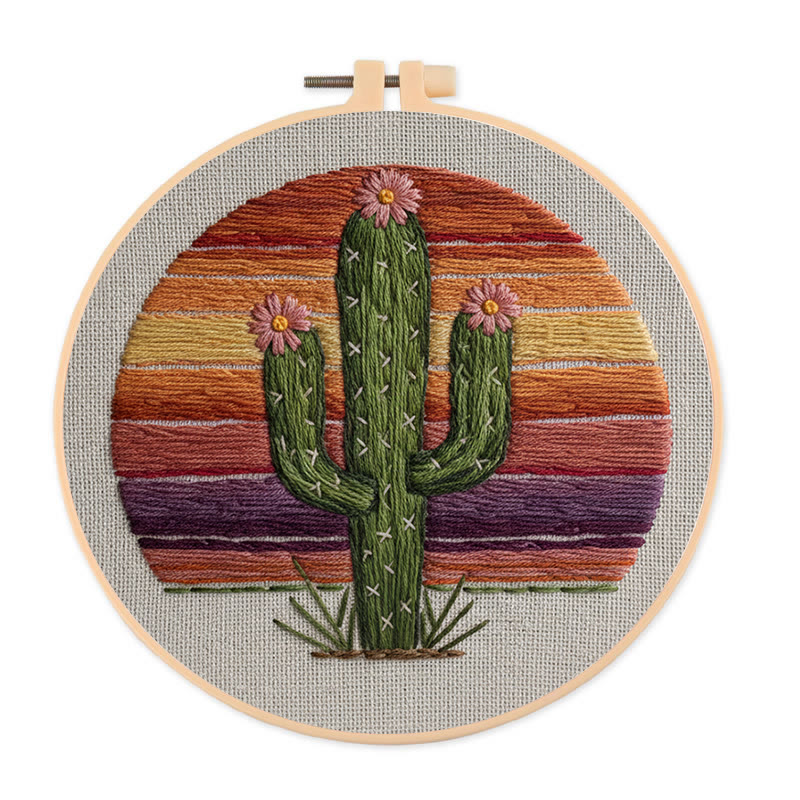 Rubbyoo Embroidery Kit - Charming Cactus | Unique Home Decor | Perfect Housewarming Gift - 20*20cm - image 1