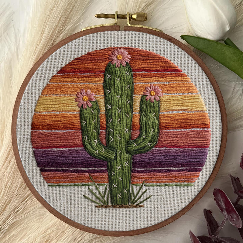 Rubbyoo Embroidery Kit - Charming Cactus | Unique Home Decor | Perfect Housewarming Gift - image 3