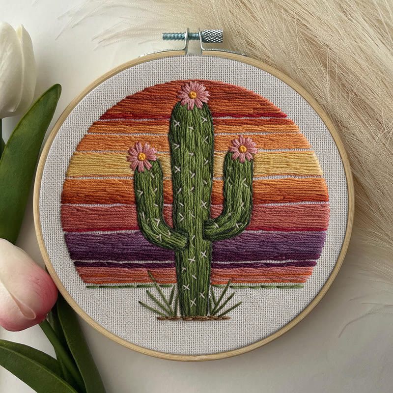 Rubbyoo Embroidery Kit - Charming Cactus | Unique Home Decor | Perfect Housewarming Gift - image 2