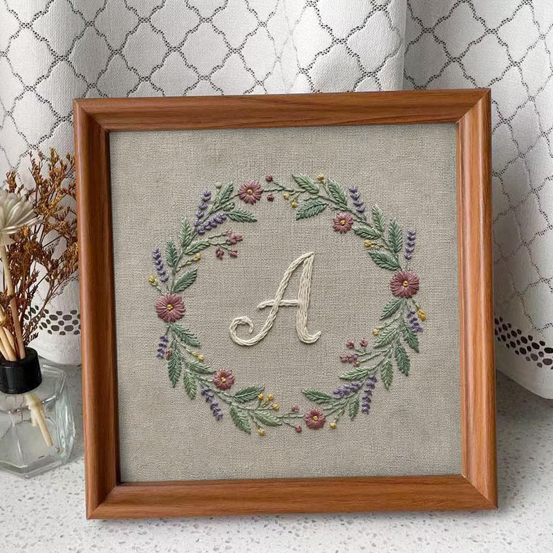 Rubbyoo Embroidery Kit - Alphabet Floral Wreath | 26 Letter Handmade Craft | Diy Wall Hanging Decoration - A - Embroidery Kit Plus An Extra Frame - image 10