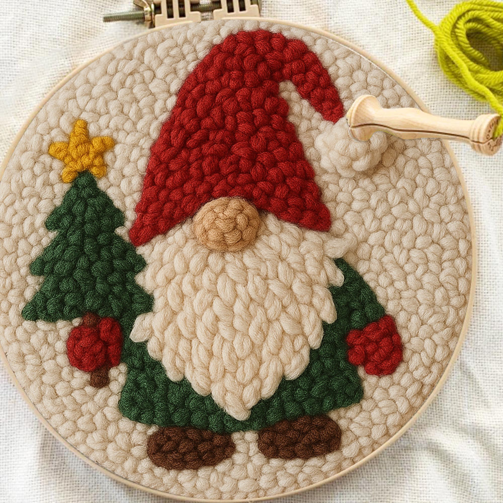 Christmas Gnome Punch Needle Kit - Diy Christmas Decoration | Cozy Handmade Wall | Art For Holiday - image 7