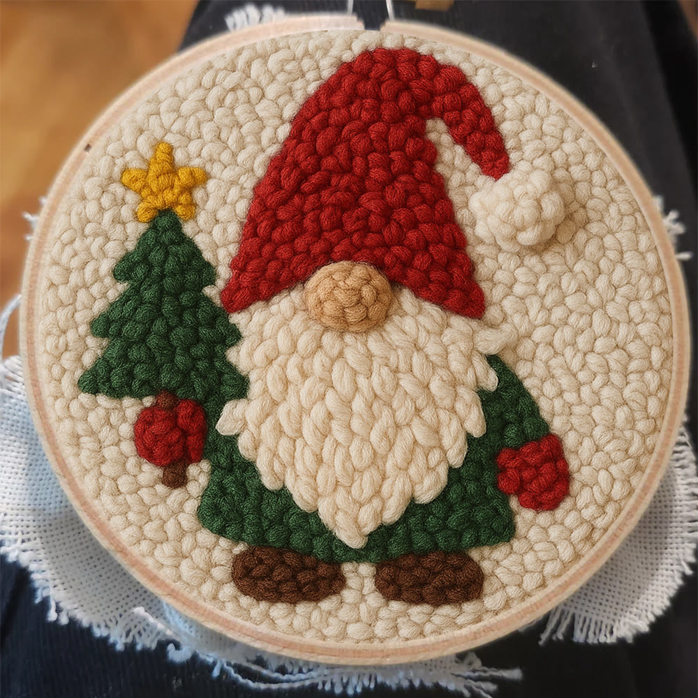 Christmas Gnome Punch Needle Kit - Diy Christmas Decoration | Cozy Handmade Wall | Art For Holiday - image 5