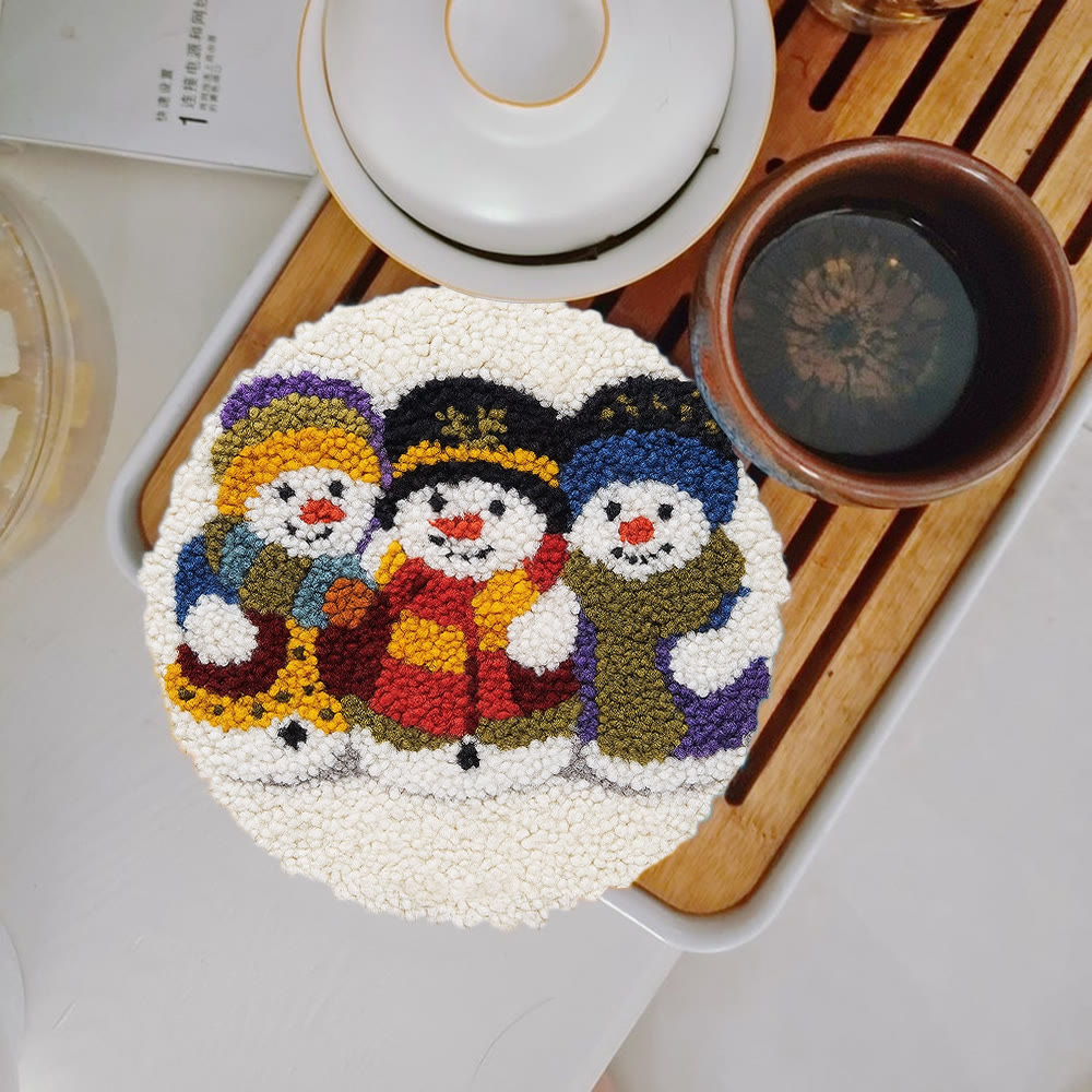 Snowman Trio Punch Needle Kit - Diy Christmas Craft | Charming Handmade Holiday Wall Decor - image 2