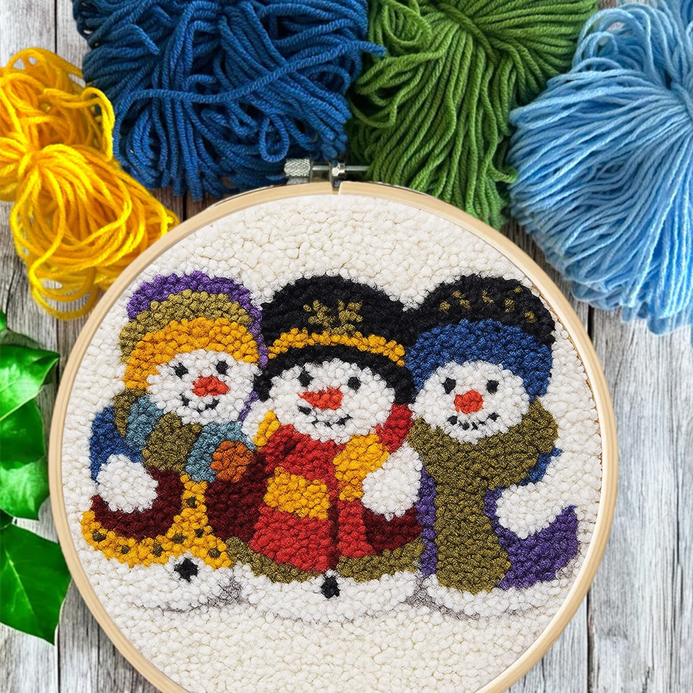 Snowman Trio Punch Needle Kit - Diy Christmas Craft | Charming Handmade Holiday Wall Decor - image 6
