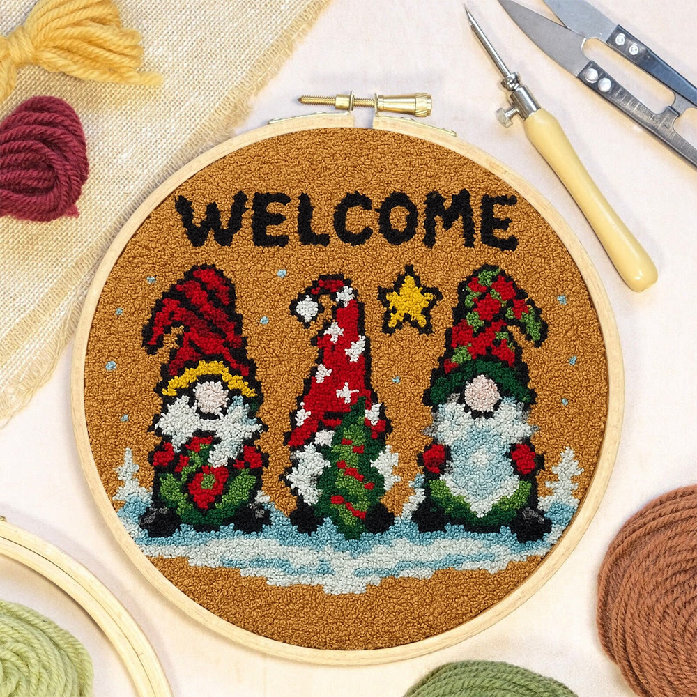 Christmas Gnome Welcome Punch Needle Kit - Holiday Craft | Festive Handmade Wall Decor - image 5