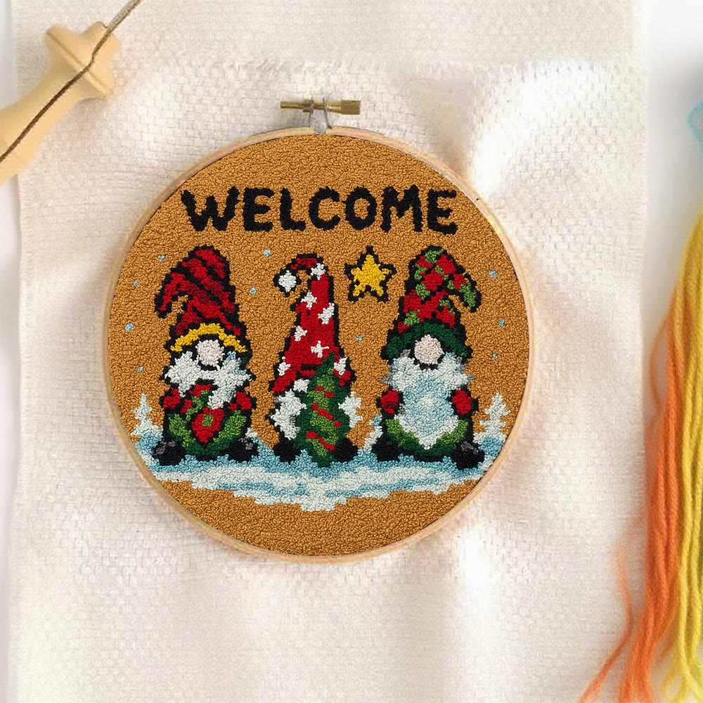 Christmas Gnome Welcome Punch Needle Kit - Holiday Craft | Festive Handmade Wall Decor - image 2