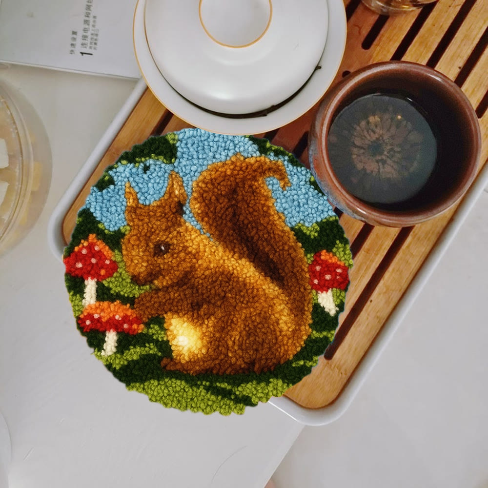 Squirrel Mushroom Punch Needle Kit - Nature Craft | Ideal for Home Decor - image 2