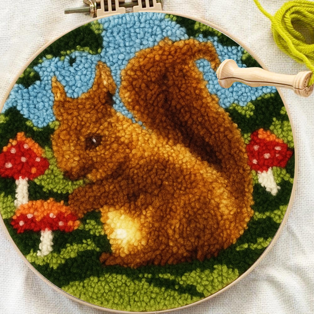 Squirrel Mushroom Punch Needle Kit - Nature Craft | Ideal for Home Decor - image 5