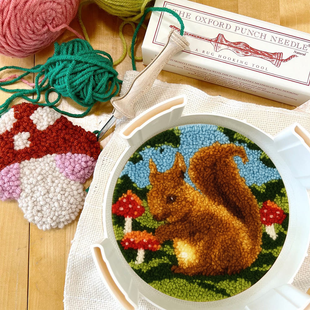 Squirrel Mushroom Punch Needle Kit - Nature Craft | Ideal for Home Decor - image 9