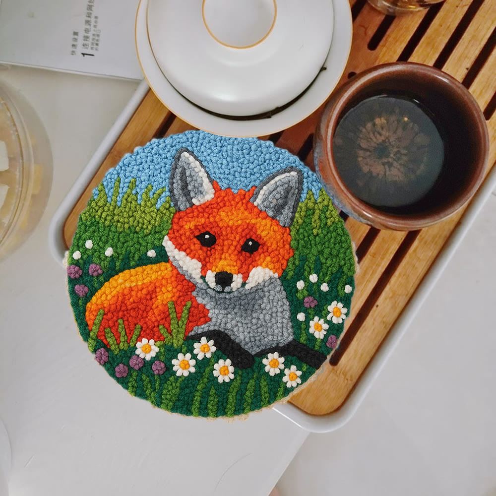 Fox In Meadow Punch Needle Kit - Nature Craft | Perfect For Craft Enthusiasts - image 2