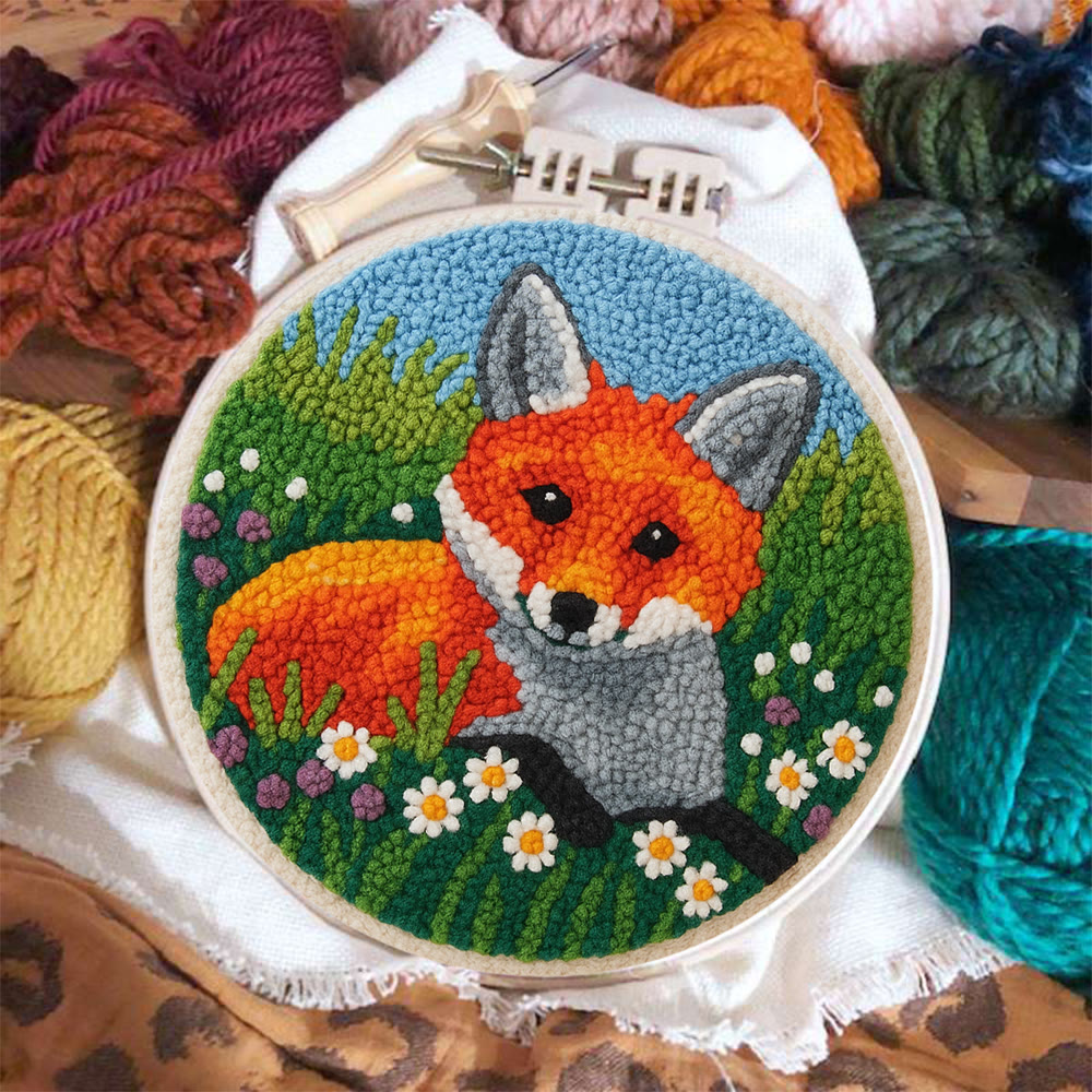 Fox In Meadow Punch Needle Kit - Nature Craft | Perfect For Craft Enthusiasts - image 4