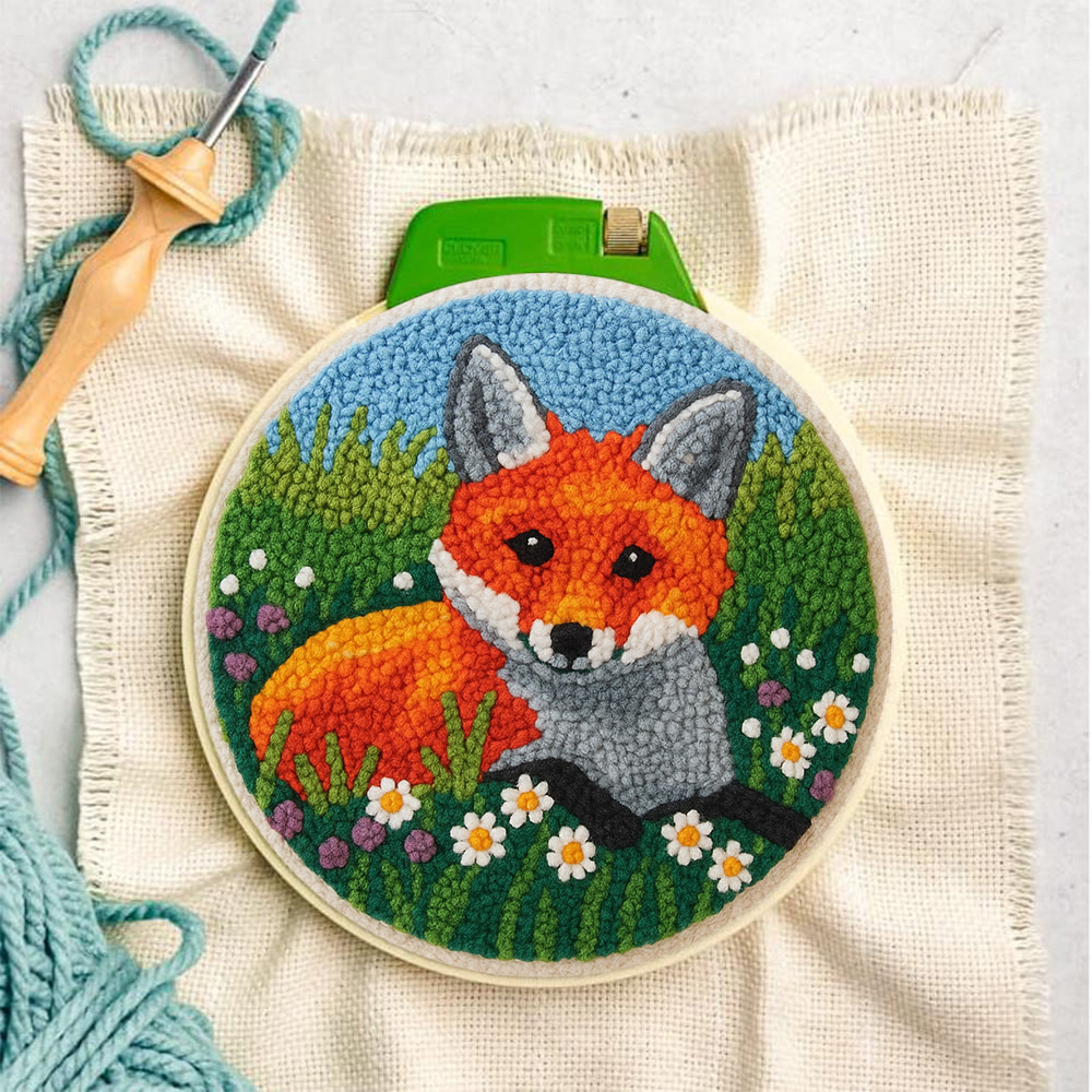 Fox In Meadow Punch Needle Kit - Nature Craft | Perfect For Craft Enthusiasts - image 3