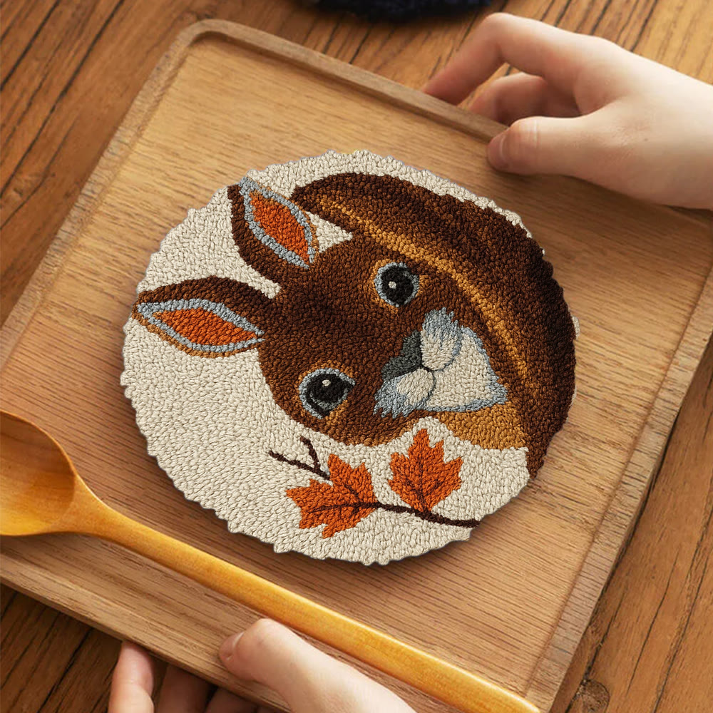 Autumn Bunny Punch Needle Kit - Handmade Craft | Ideal For Home Decor - 5 inch Coaster Kit - image 13