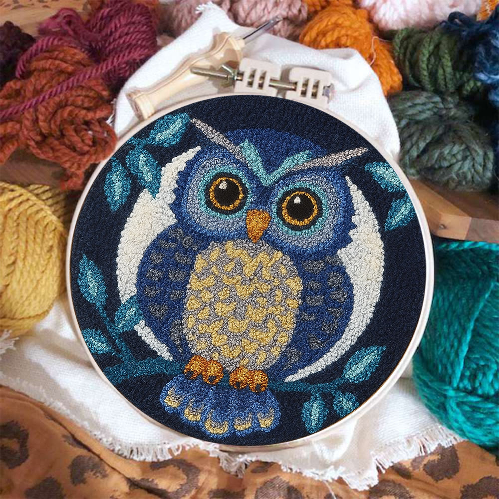 Blue Owl Punch Needle Kit - Handmade Craft | Detailed Outlines  - image 3