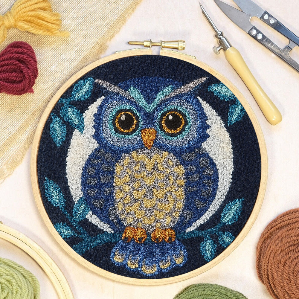 Blue Owl Punch Needle Kit - Handmade Craft | Detailed Outlines  - image 5