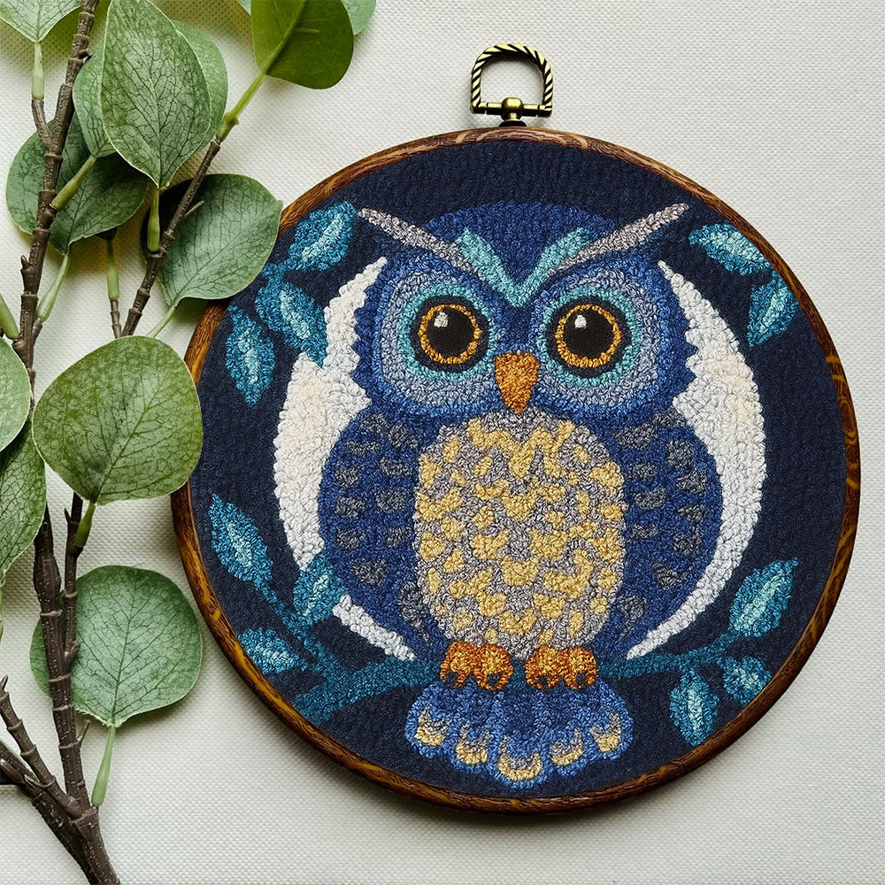 Blue Owl Punch Needle Kit - Handmade Craft | Detailed Outlines  - image 4