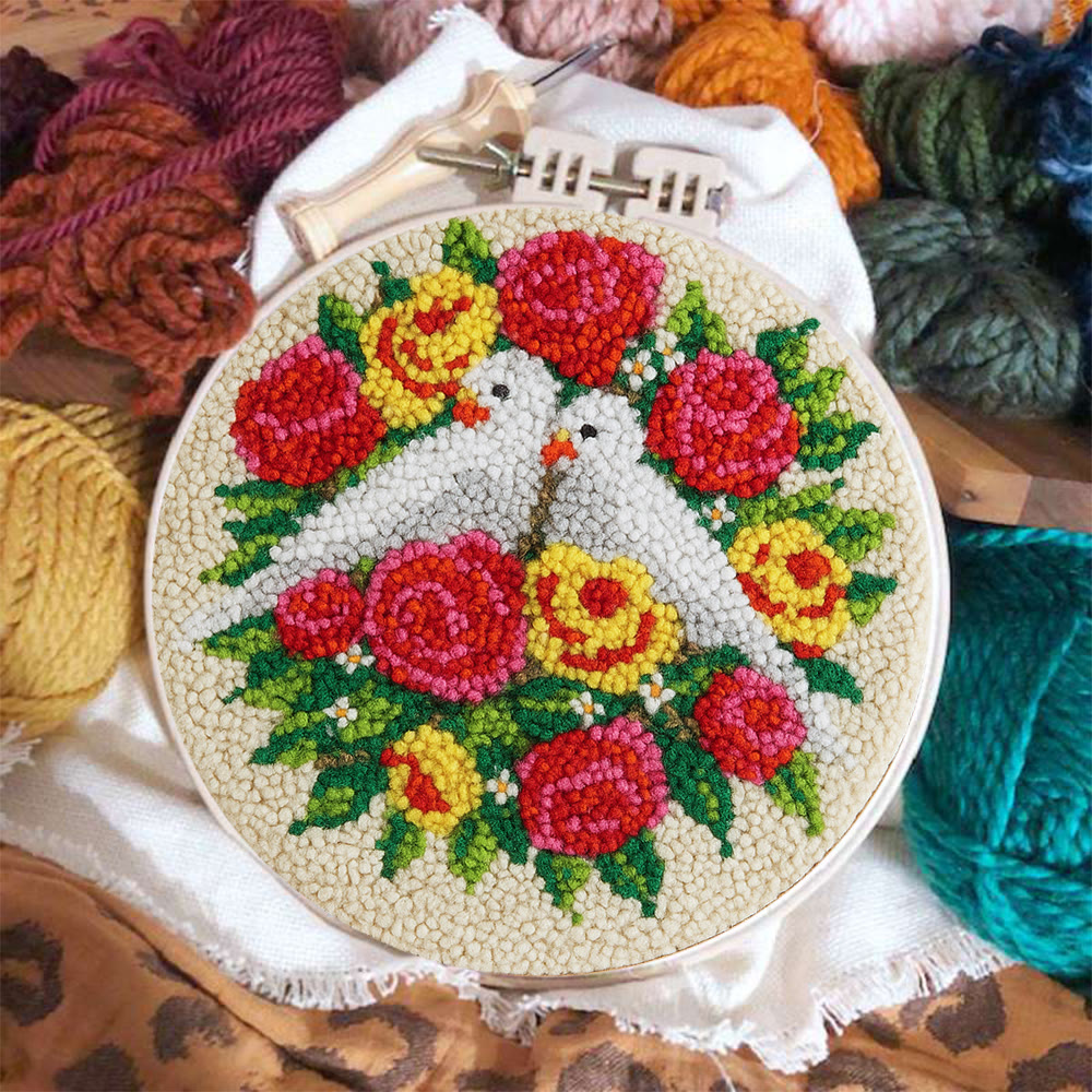 Dove Floral Wreath Punch Needle Kit - Artisan-made Craft | Vibrant Decor Piece - image 3