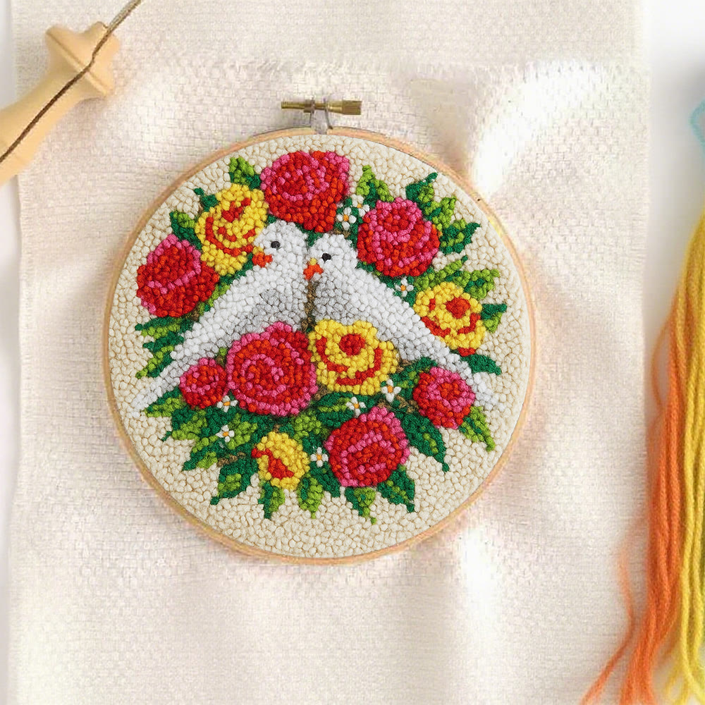 Dove Floral Wreath Punch Needle Kit - Artisan-made Craft | Vibrant Decor Piece - image 2