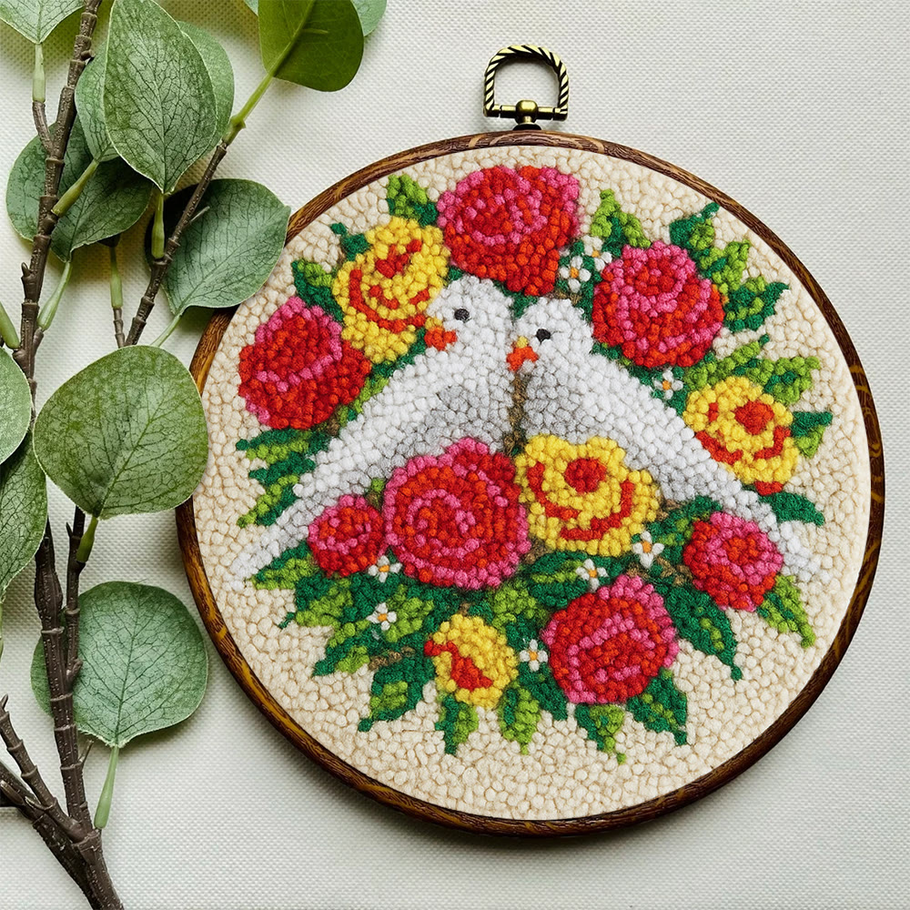 Dove Floral Wreath Punch Needle Kit - Artisan-made Craft | Vibrant Decor Piece - image 6