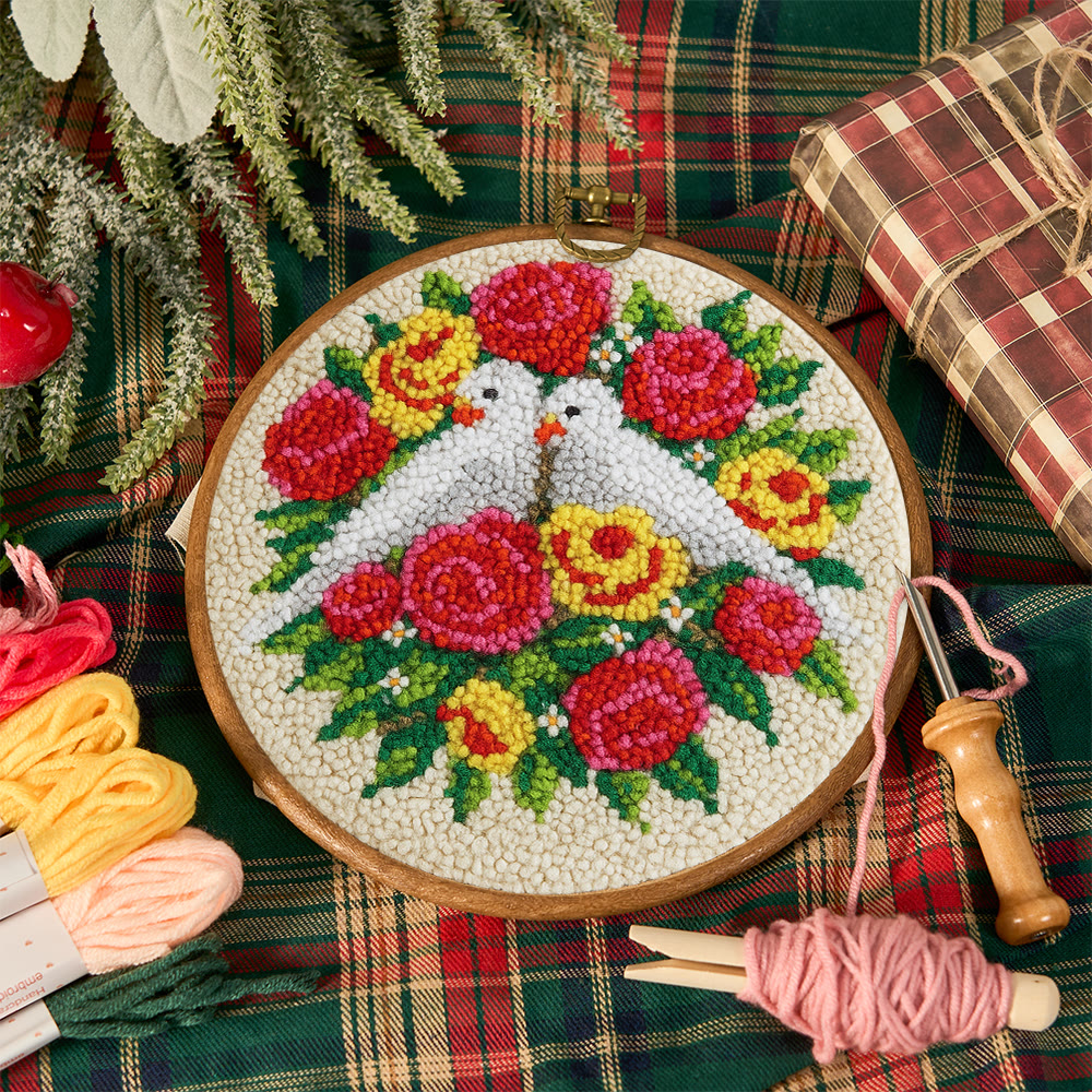 Dove Floral Wreath Punch Needle Kit - Artisan-made Craft | Vibrant Decor Piece - image 10