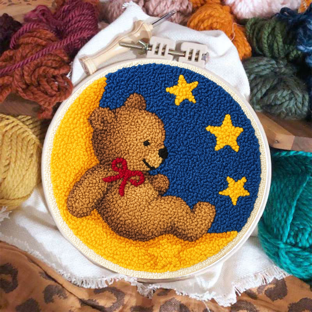 Moon Bear Punch Needle Kit - Handcrafted Art | Cozy Home Decor Hanging Ornament - image 3