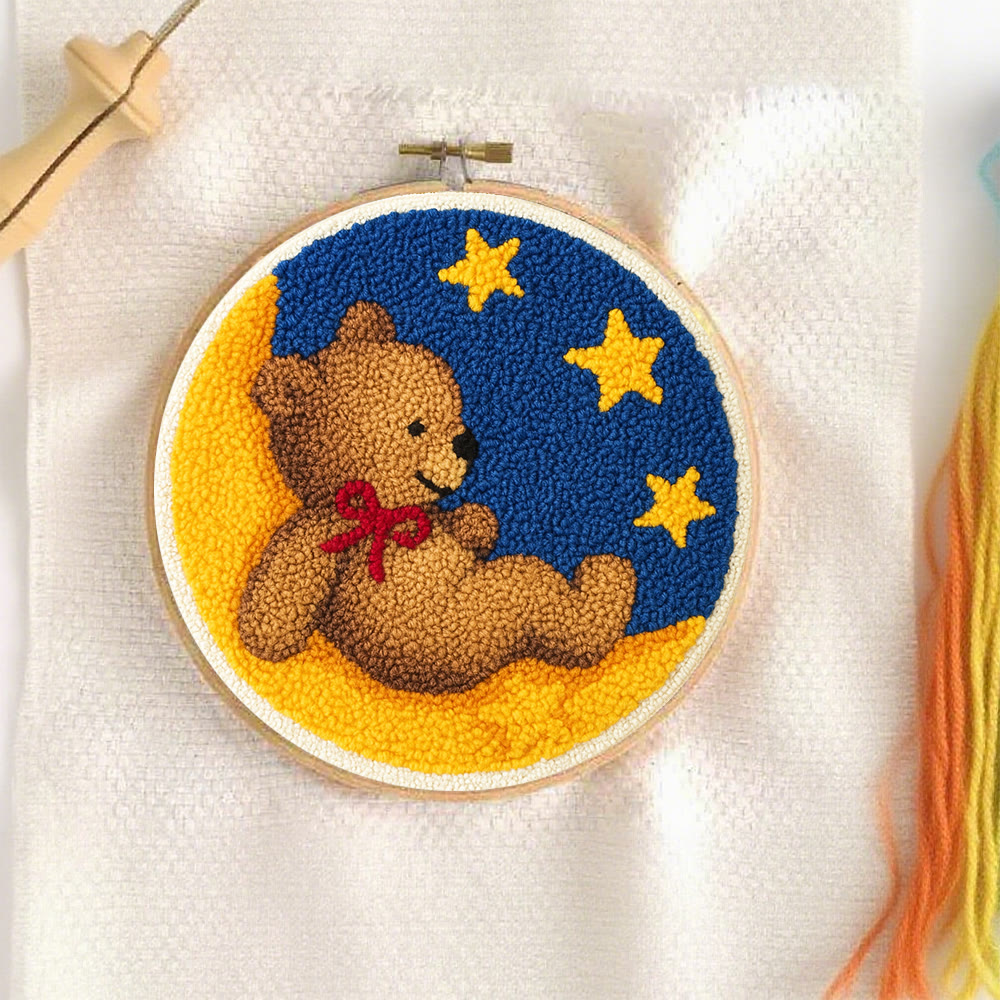 Moon Bear Punch Needle Kit - Handcrafted Art | Cozy Home Decor Hanging Ornament - image 2