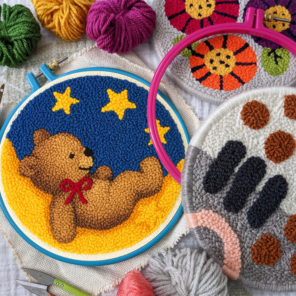 Moon Bear Punch Needle Kit - Handcrafted Art | Cozy Home Decor Hanging Ornament - image 8