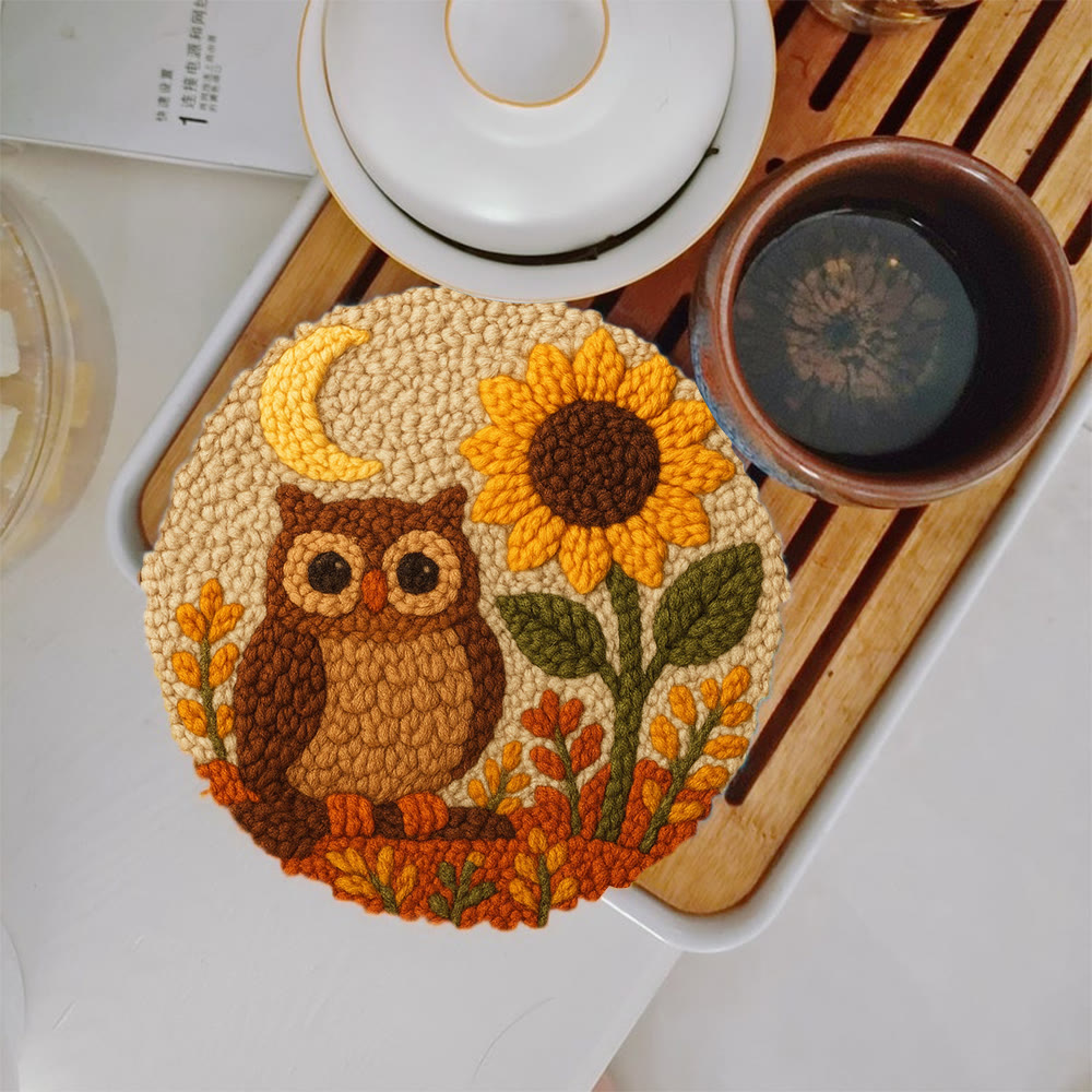 Autumn Owl Sunflower Punch Needle Kit - Gift For Diy Enthusiasts | Cozy Home Decor  - image 2