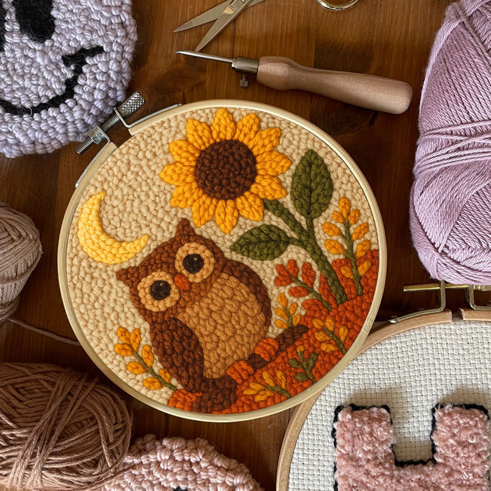 Autumn Owl Sunflower Punch Needle Kit - Gift For Diy Enthusiasts | Cozy Home Decor  - image 5