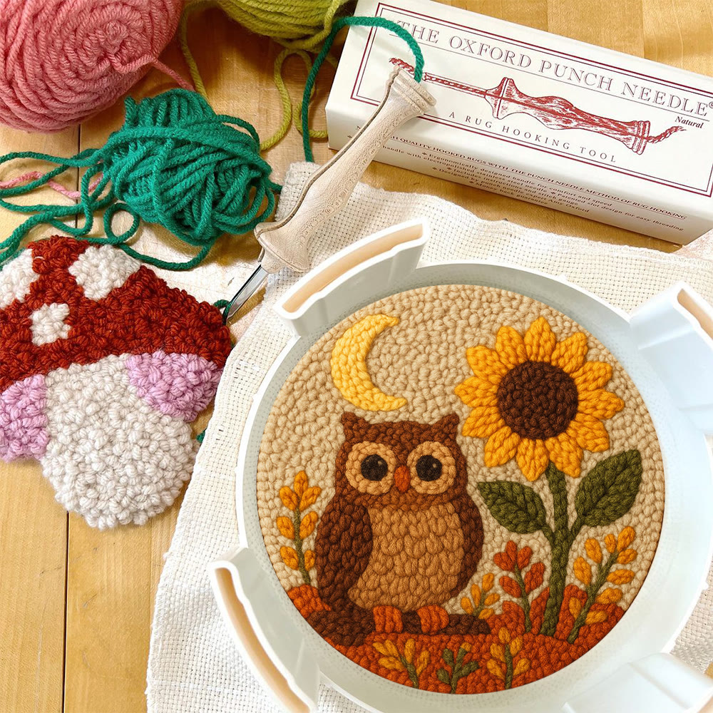 Autumn Owl Sunflower Punch Needle Kit - Gift For Diy Enthusiasts | Cozy Home Decor  - image 3