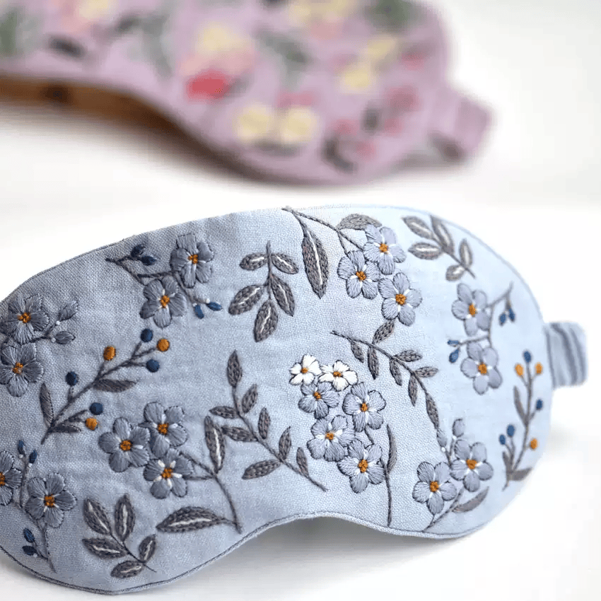 Handmade  Eye Mask Kit | Floral Eye Mask Handicraft | Unique Anniversary Gift - Blue - image 1