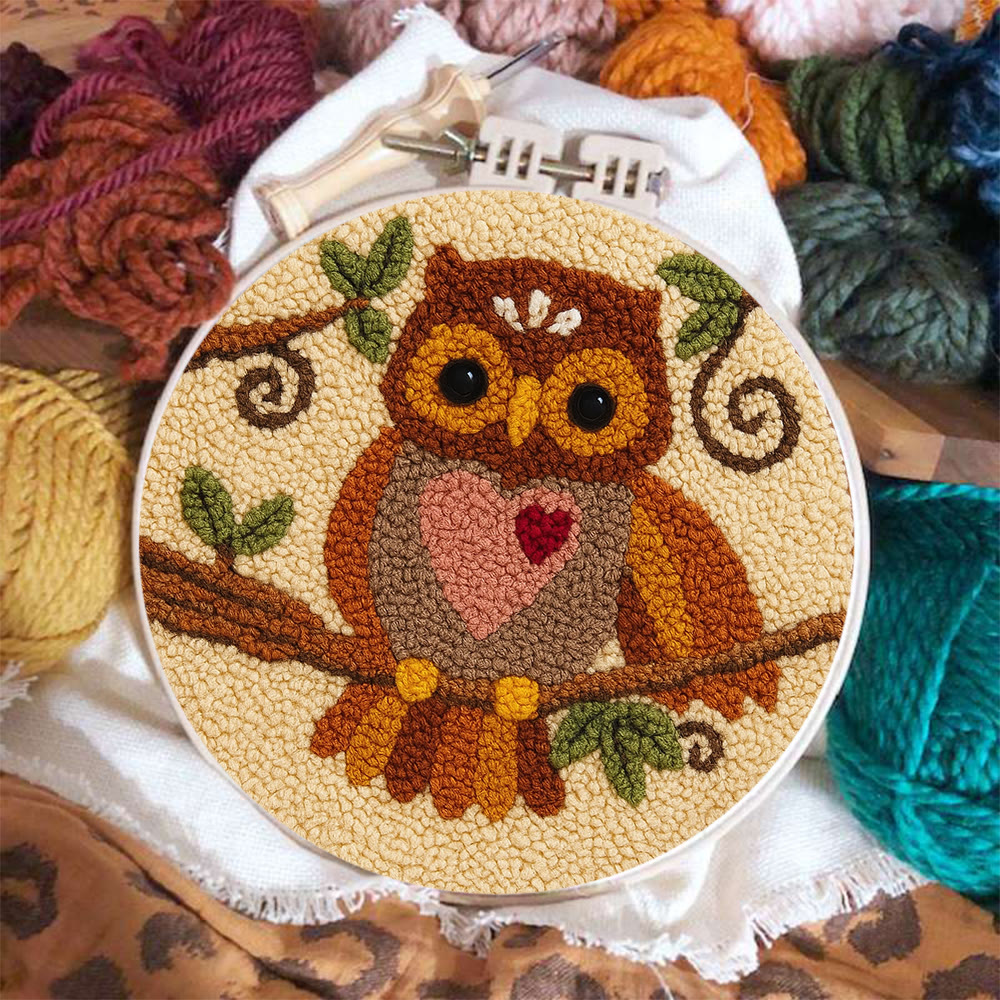Heart Owl Punch Needle Kit - Diy Beginner | Whimsical Home Handmade - image 4