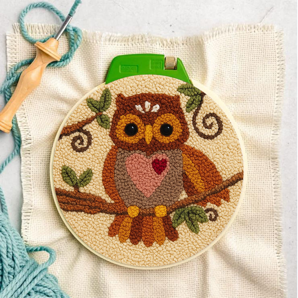 Heart Owl Punch Needle Kit - Diy Beginner | Whimsical Home Handmade - image 2