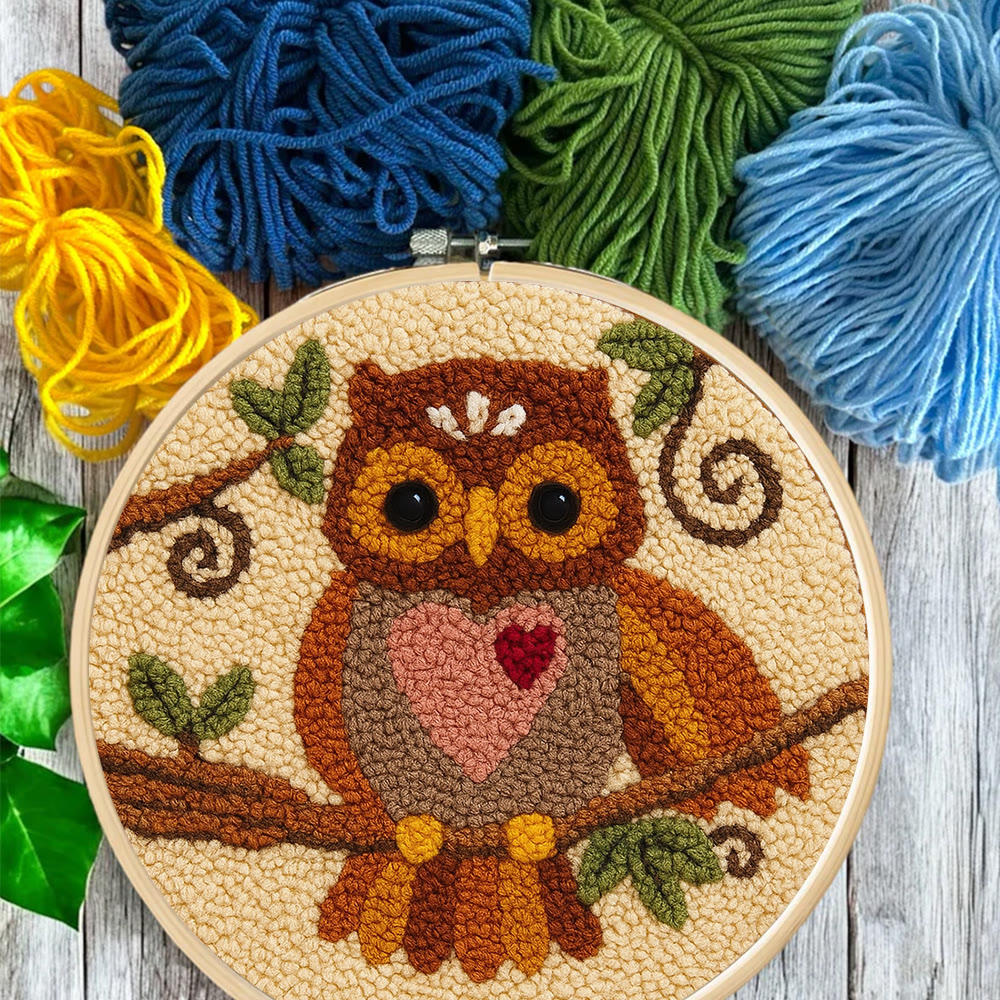 Heart Owl Punch Needle Kit - Diy Beginner | Whimsical Home Handmade - image 3