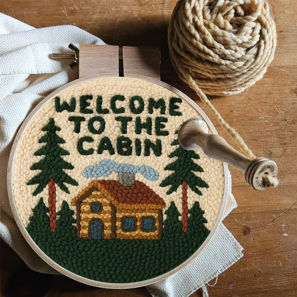 Cabin Welcome Punch Needle Kit - Handcrafted Art | Rustic-themed Home Accent - image 5